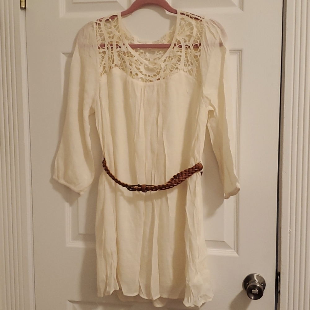 Boho cream 3-sleeve dress